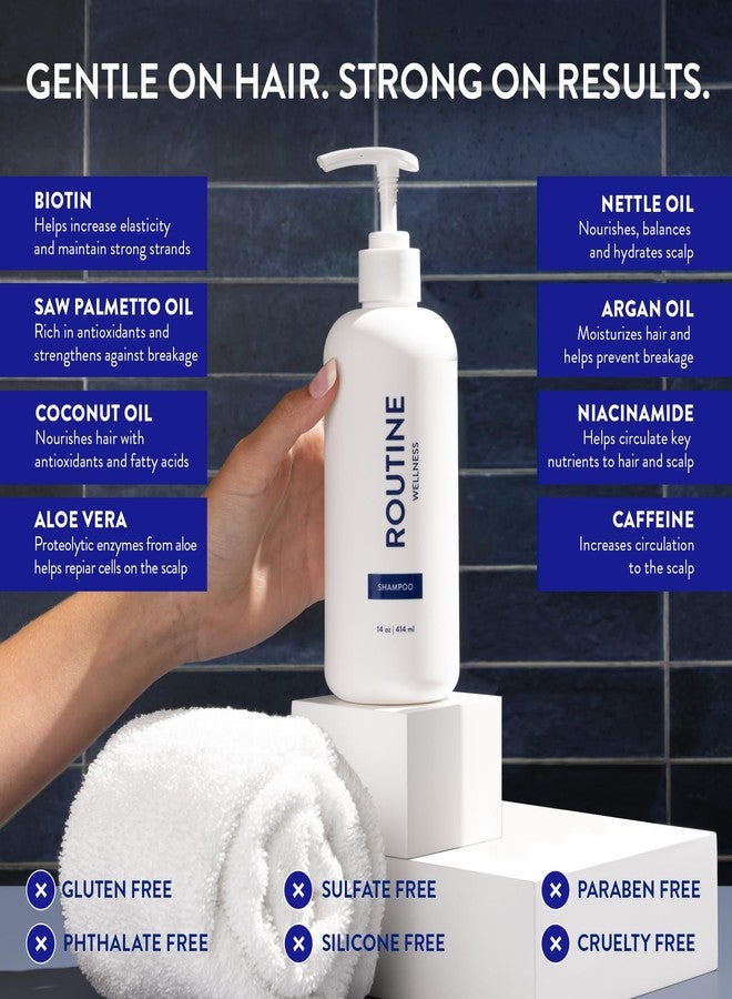 Routine Wellness Anti-Thinning Shampoo for Thinning Hair - Biotin DHT Blocker Women & Men - Color Safe Shampoo for Hair Loss & Healthy Hair - Jasmine & Rosewater 14oz - Image 4